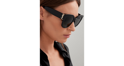 Pre-owned Saint Laurent Sl-m95/f-001 Cat Eye Black In Gray