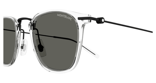 Pre-owned Montblanc Mb0295s-004-49 Square Crystal Black In Gray