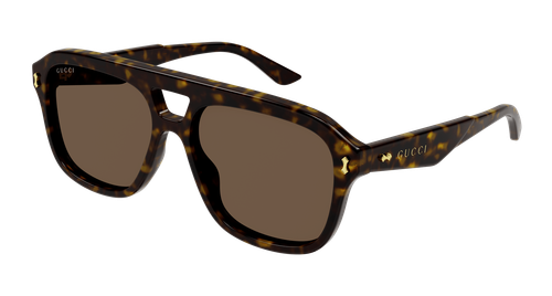 Pre-owned Gucci Gg1263s-006 Pilot Havana In Brown