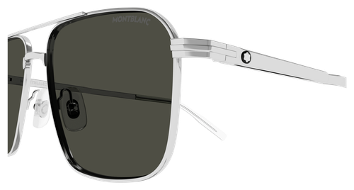 Pre-owned Montblanc Mb0278s-001 Pilot Grey In Gray