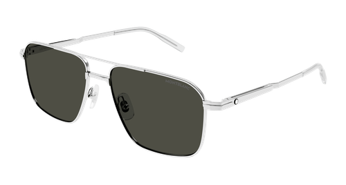 Pre-owned Montblanc Mb0278s-001 Pilot Grey In Gray