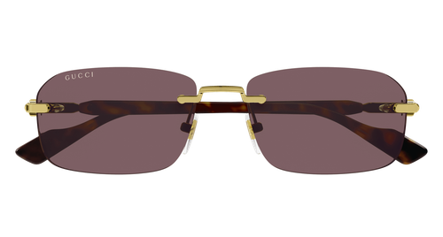 Pre-owned Gucci Gg1221s-002 Square Gold In Brown