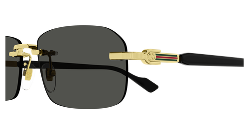 Pre-owned Gucci Gg1221s-001 Rectangle Gold In Black