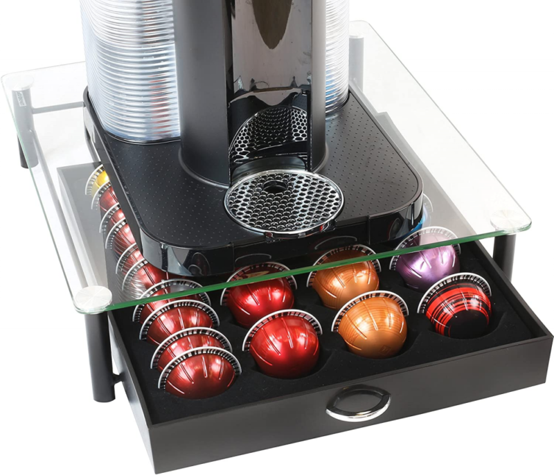 Glass Top Storage Organizer Drawer for Nespresso Capsules Vertuoline