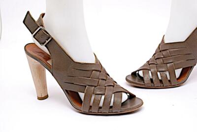 LANVIN Ete' 2009 Olive Brown Woven Sandals 39 US9 in box WOW $640