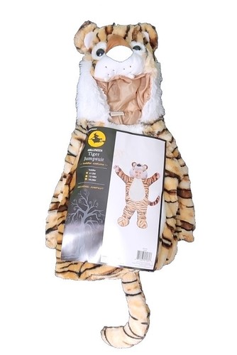 Tiger Brown White Hooded Plush Jumpsuit Halloween Costume Size 6-12 mo. C005