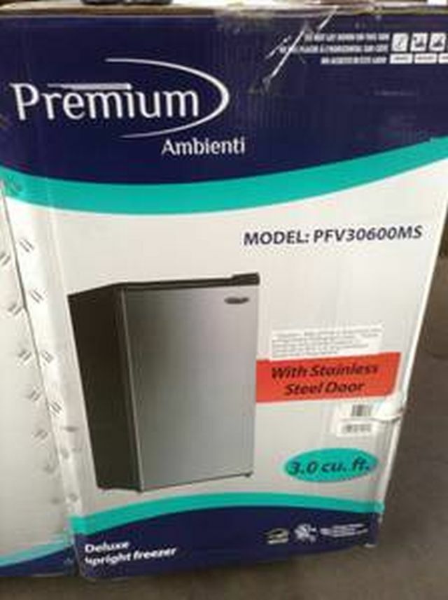 PREMIUM 3.0 cu. ft. Upright Freezer in Black with Stainless Steel Door