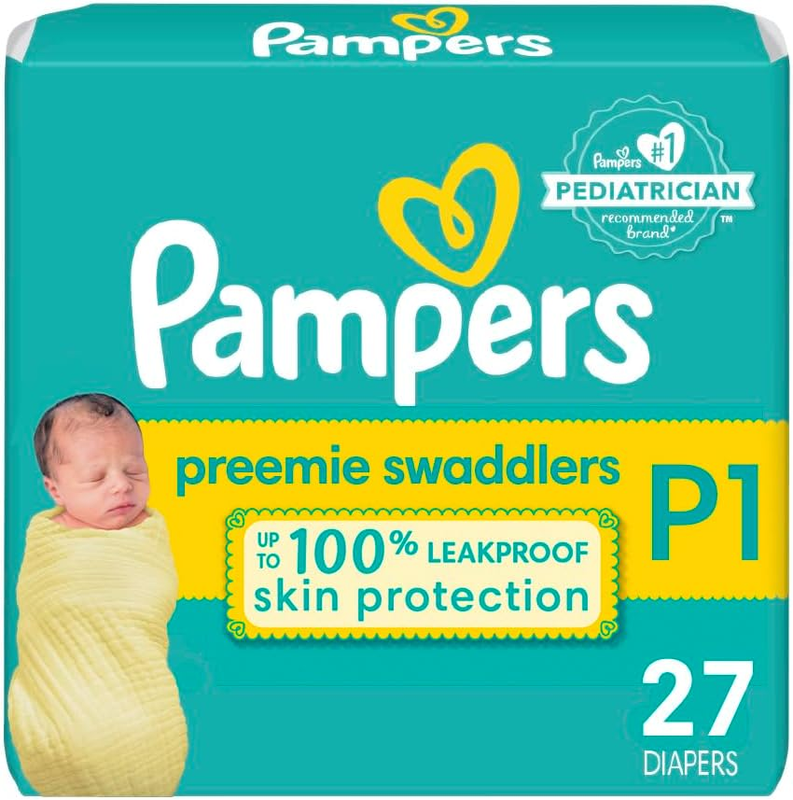 Swaddlers Diapers Preemie - Size P1, 27 Count, Ultra Soft Disposable Baby Diaper