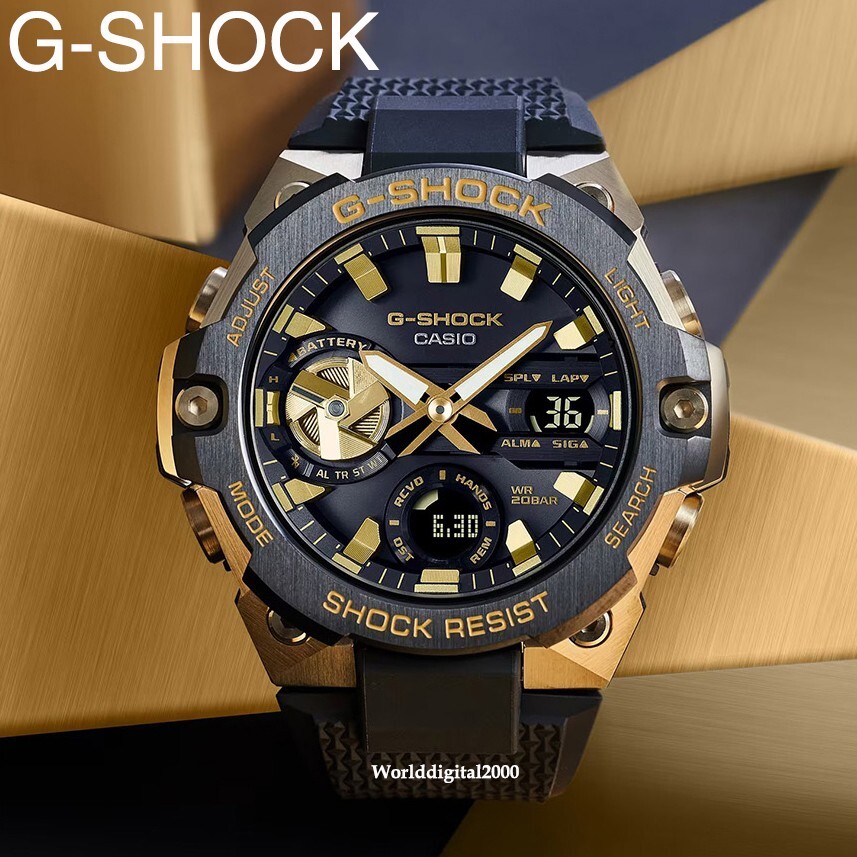 Pre-owned G-shock Casio  Gst-b400gb-1a9 Gold&black Resin-black-tough Solar Radio Bluetooth