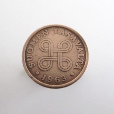 FINLAND Coin Cuff Links, Solid Bronze Repurposed Vintage Suomen Tasavalta Coins