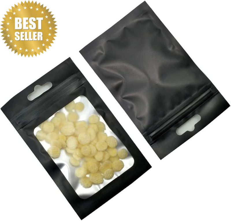 100Pcs 6X10Cm Resealable Mylar Bags with Window for Packaging – 120 Micron Zip L
