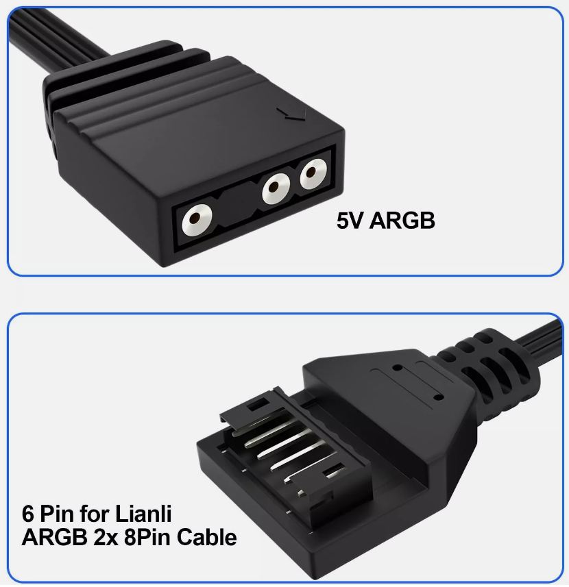 Motherboard 5V ARGB Cable Adapter For Lian Li Strimer Plus 6Pin 8Pin Connector