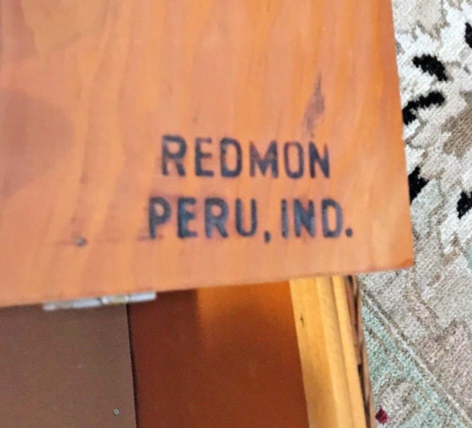 Vintage Redmon Large Wicker Wood Woven Picnic Basket Peru Indiana MCM Serveware