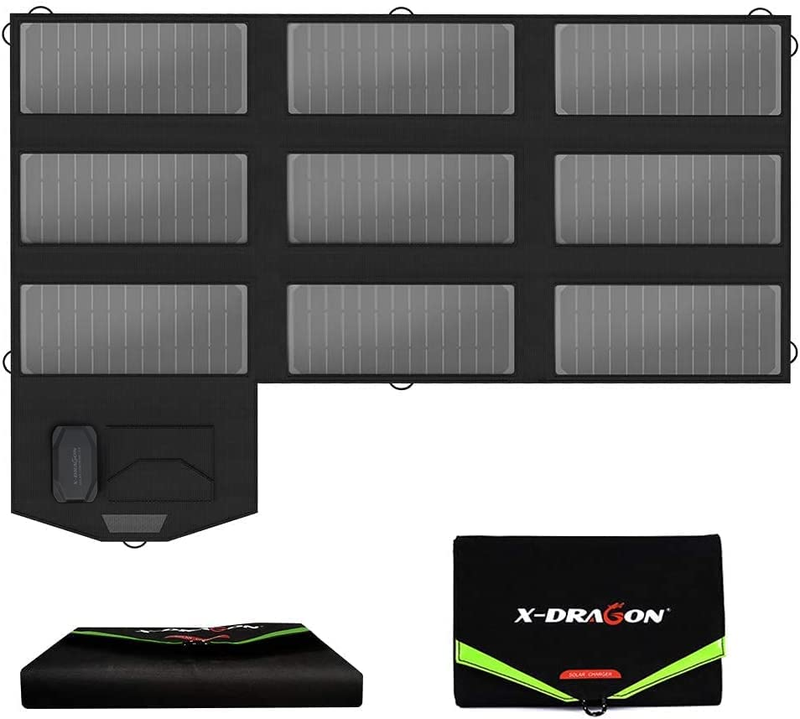 X-DRAGON 70W Monocrystalline Foldable Solar Panel (5V USB with Solar IQ + 18V DC