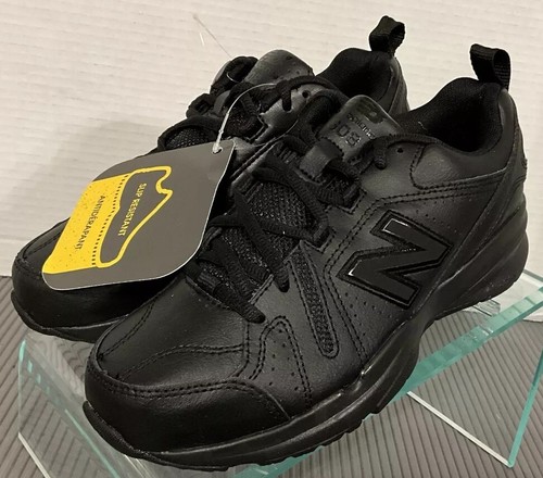 ウェア Size L New Balance 608v5 Slip Resistant Black Leather Work Shoes