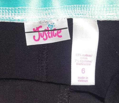 JUSTICE GIRLS SIZE 6 GRAY PANTS AND BLACK SHORTS LOT OF 2 peace sign
