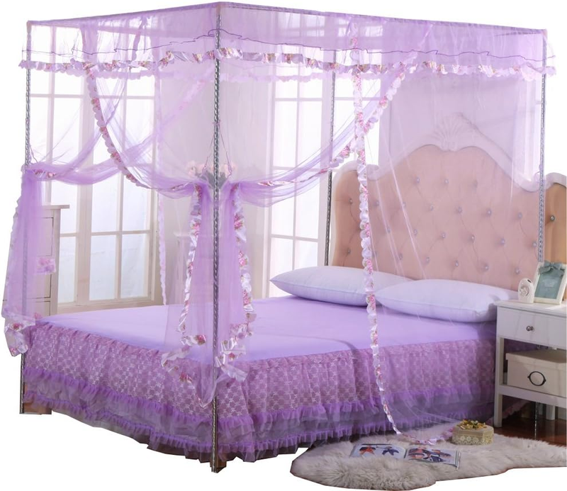 Bed Curtains - 4 Corner Canopy For Beds, Bed Canopy For Girls Adults