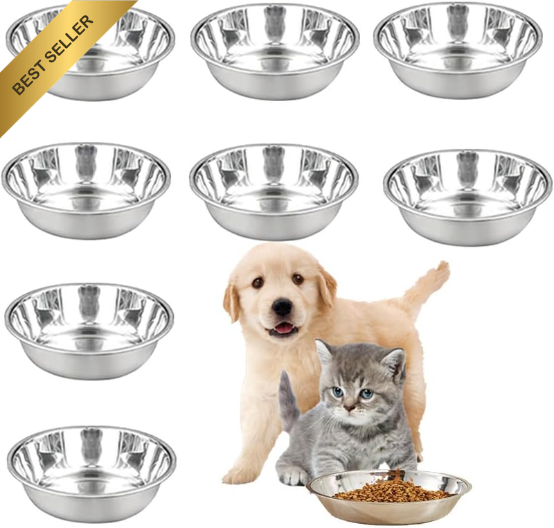 8 Pcs Stainless Steel Pet Bowls Suit Small Dog or Cat Premium Stainless Steel Wa