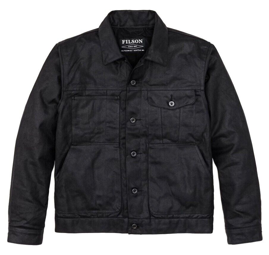 Pre-owned Filson 20232828 Men's Xl Short Lined Cruiser Tin Cloth Black Jacket