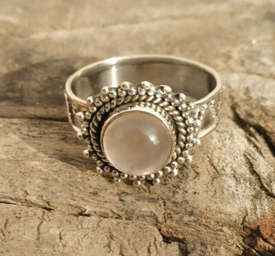 Rose Quartz Ring,Hippie Ring,Sterling Silver,Dainty Ring,Promise Ring,Gypsy Ring
