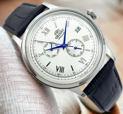 Orient Bambino Automatic White Dial Day Date Display Men s Watch