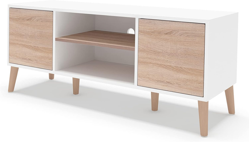 TV Stand, TV Console Media Cabinet with Push up Open Doors and Cable Collection
