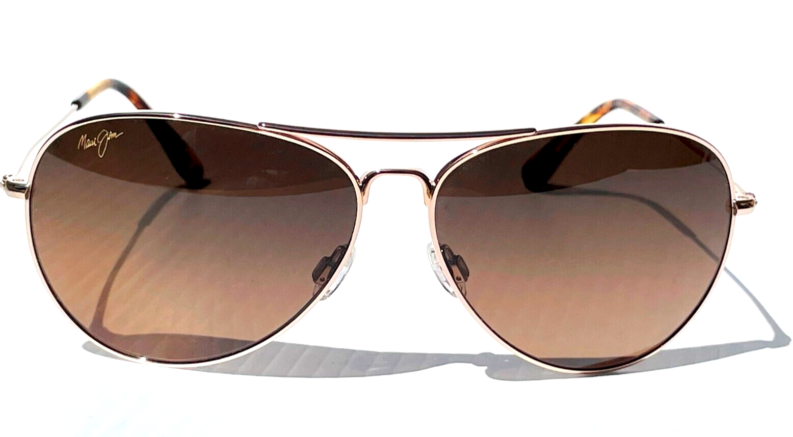 Pre-owned Maui Jim Mavericks Gold Polarized Hcl Bronze Lens Sunglass Hs264-16