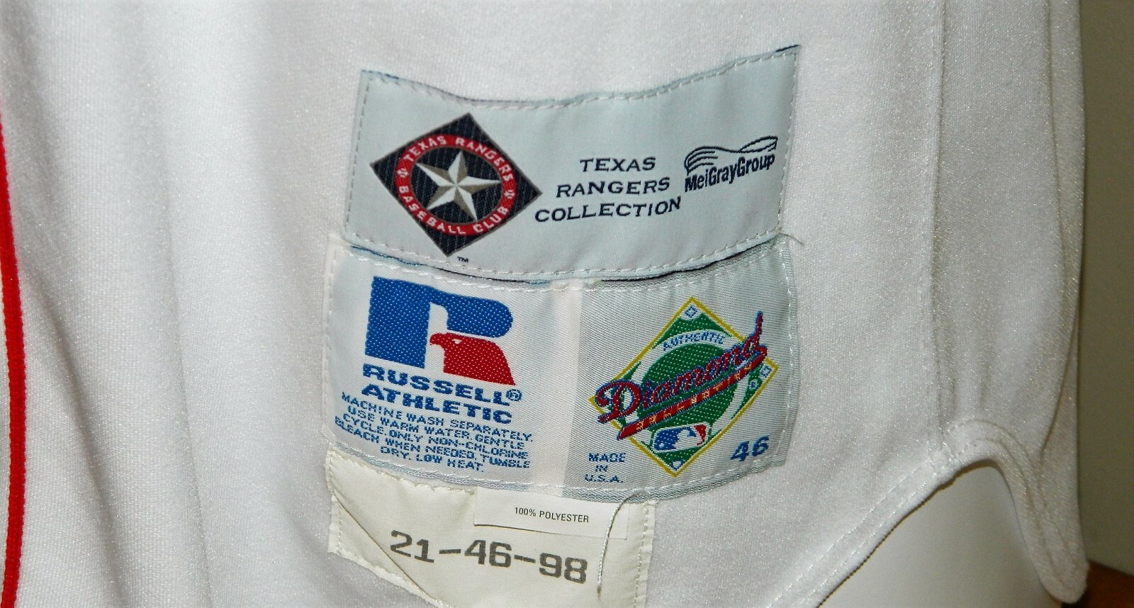 1998 Warren Newson Game Worn Texas Rangers Home Jersey #21 - Russell