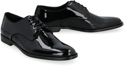 Pre-owned Dolce & Gabbana Patent Leather Lace-up Derby Shoes In Black