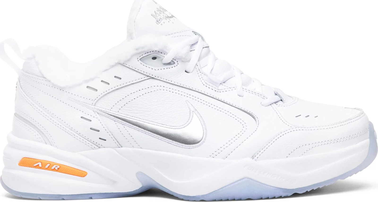 

Мужские кроссовки Nike Air Monarch IV Snow Day White Silver Orange AV6676-100 10,5, Белый, Nike Air Monarch IV