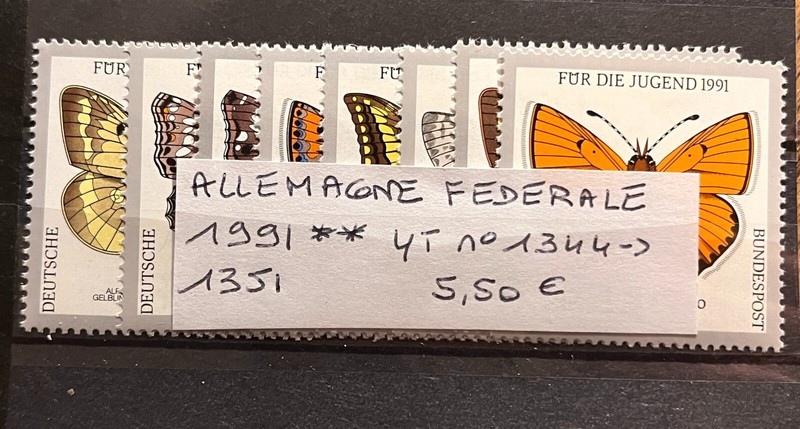 Timbres Allemagne Federale 1991 Yt N° 1344 à 1351 Neufs ** Mnh