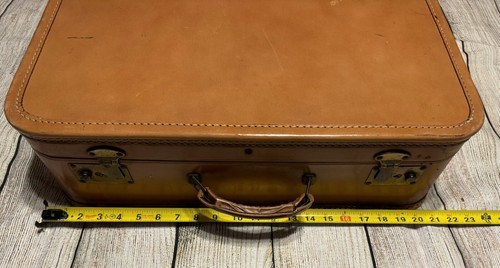 Vintage US Trunk Company Brown Genuine Leather Hard Suitcase