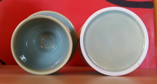 Original Butter Bell Crock by L Tremain Antique Collection Sea Spray Blue Green