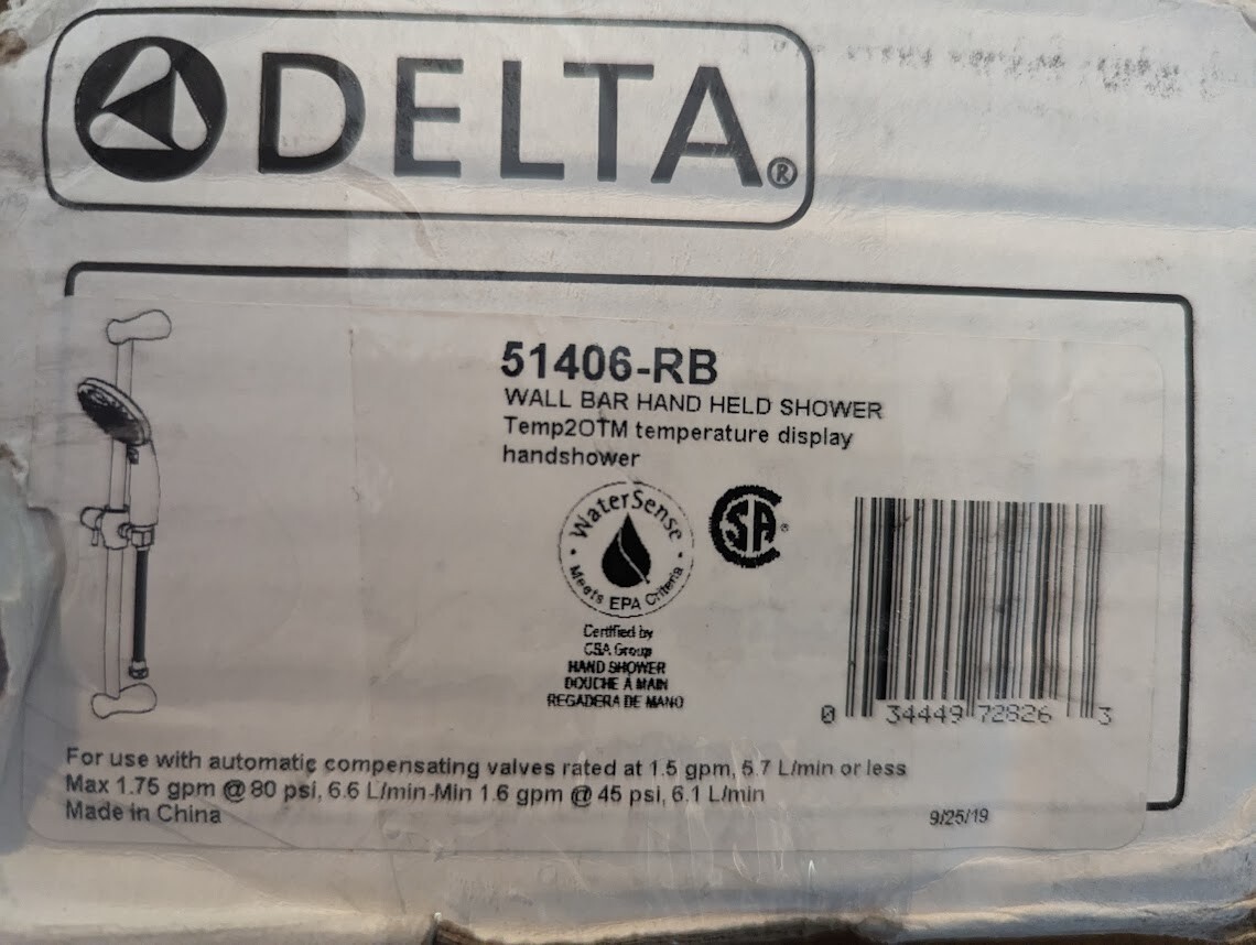 はと NEW! Delta 51406-RB Temp2O Display Slide Bar Hand Shower