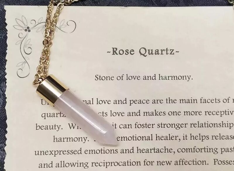 Rose Quartz Point Necklace Charged Healing Crystal Love & Harmony Metaphysical