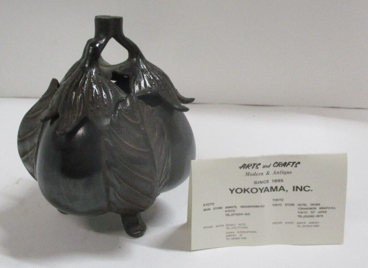 Japanese Bronze Eggplant Incense Burner Yokoyama Arts & Crafts Inc