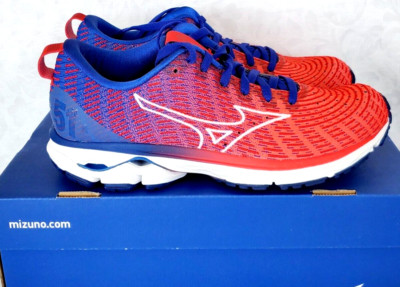 Mizuno Womens (7 B/Medium) Wave Rider-23 Waveknit Red Cushioned Running Shoes