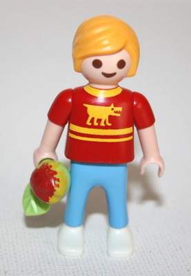 PLAYMOBIL 4851 5024 6140 ENFANT GARCON BLOND TEE SHIRT ROUGE ZOO AIRE DE JEUX