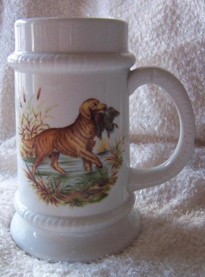 Vintage BAVARIA Beer Mug STEIN Schumann Arzberg Germany HUNTING DOG Bird #28 E&R
