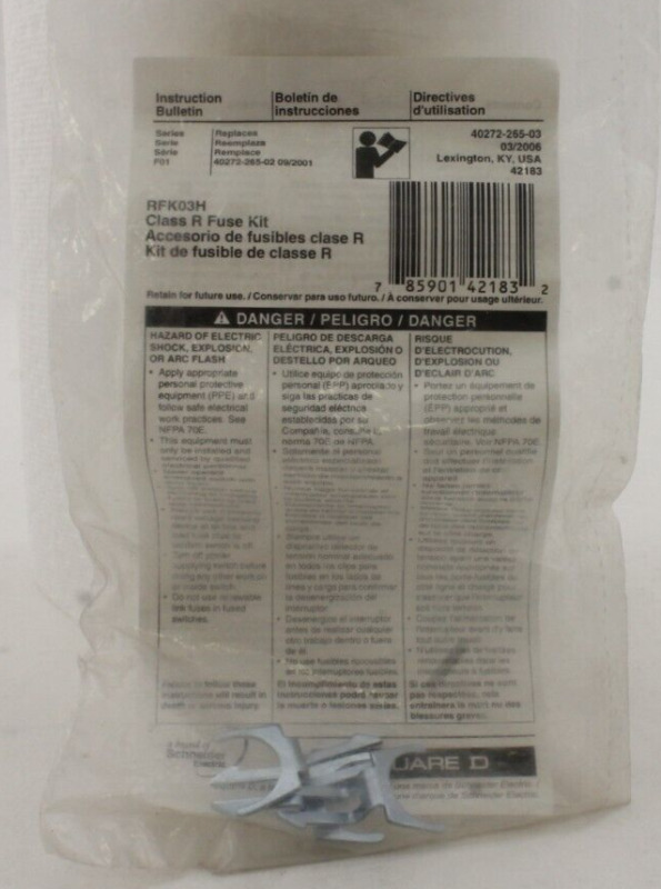 Square D Rfk03h Class R Fuse Kit (lot Of 2 Bags Of 3)