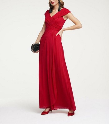 ASHLEY BROOKE BY HEINE ABENDKLEID MAXIKLEID ÄRMELLOS V-AUSSCHNITT ROT GR. 38 NEU