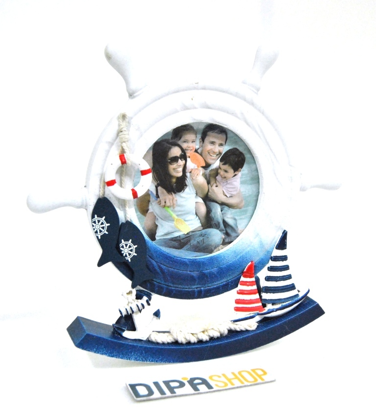 Cornice PortaFoto In Legno Forma Di Timone Barca Marina Sea Design moc