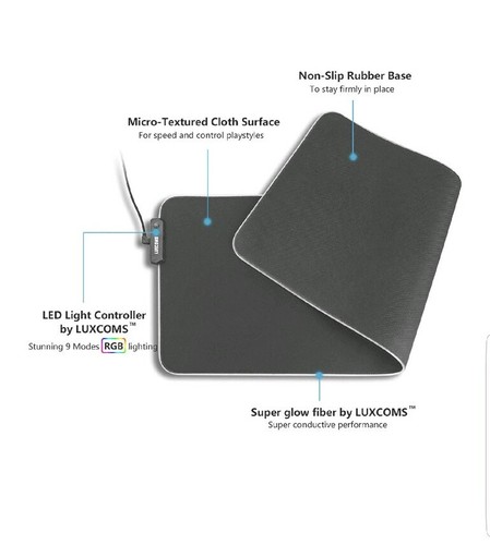 Large RGB Colorful LED Lighting Gaming Mouse Pad Mat for PC Laptop 31.5