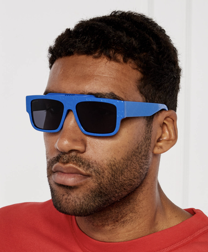 Pre-owned Gucci Gg1460s - 008 Monogram Print Blue Sunglasses