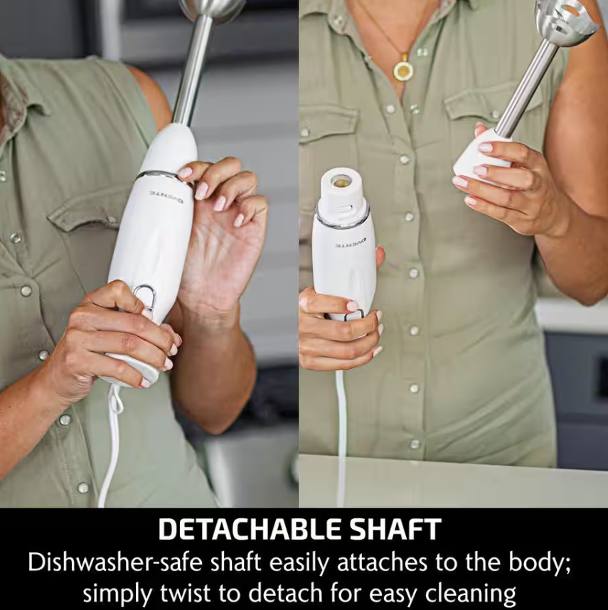 Electric Immersion Hand Blender Stainless Steel Blades 300W Ovente HS560W, White