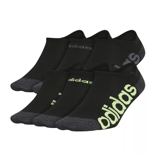 Adidas Boy's Superlite Linear 6-Pack No-Show Socks, Size 13-