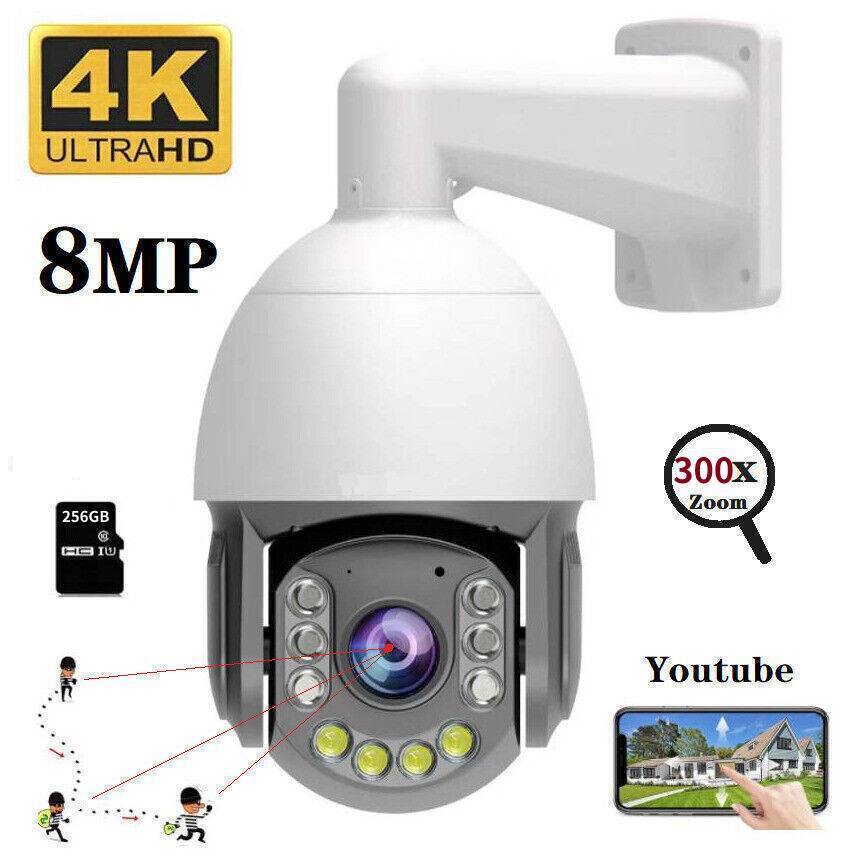 4K 8MP Auto Tracking PTZ PoE IP Camera with Smart Human/Vehicle Detection