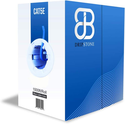 Dripstone 600001 1000Ft Cat5E 4/UTP Ethernet LAN Cable 24AWG Network Wire (Blue