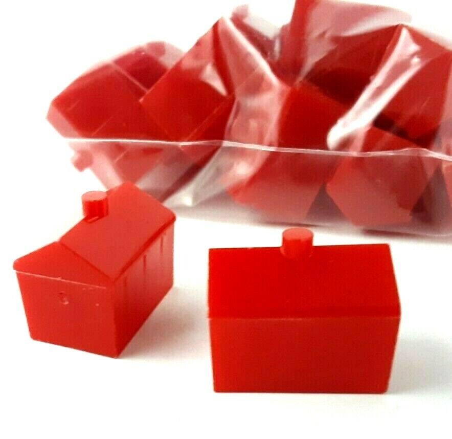 Lot of 20 Vintage Monopoly Red Plastic Hotels Replacement Game...