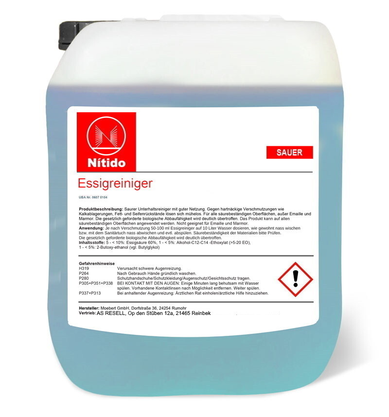 Essigreiniger 60 % Entkalker Badreiniger Küchenreiniger Konzentrat Nitido